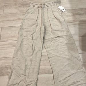 Wide Leg Cream Linen Pants